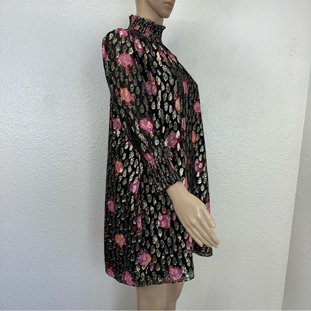 Kate Spade mini dress metallic black Rose Garden retro cottage Fairy coquette - Picture 9 of 13